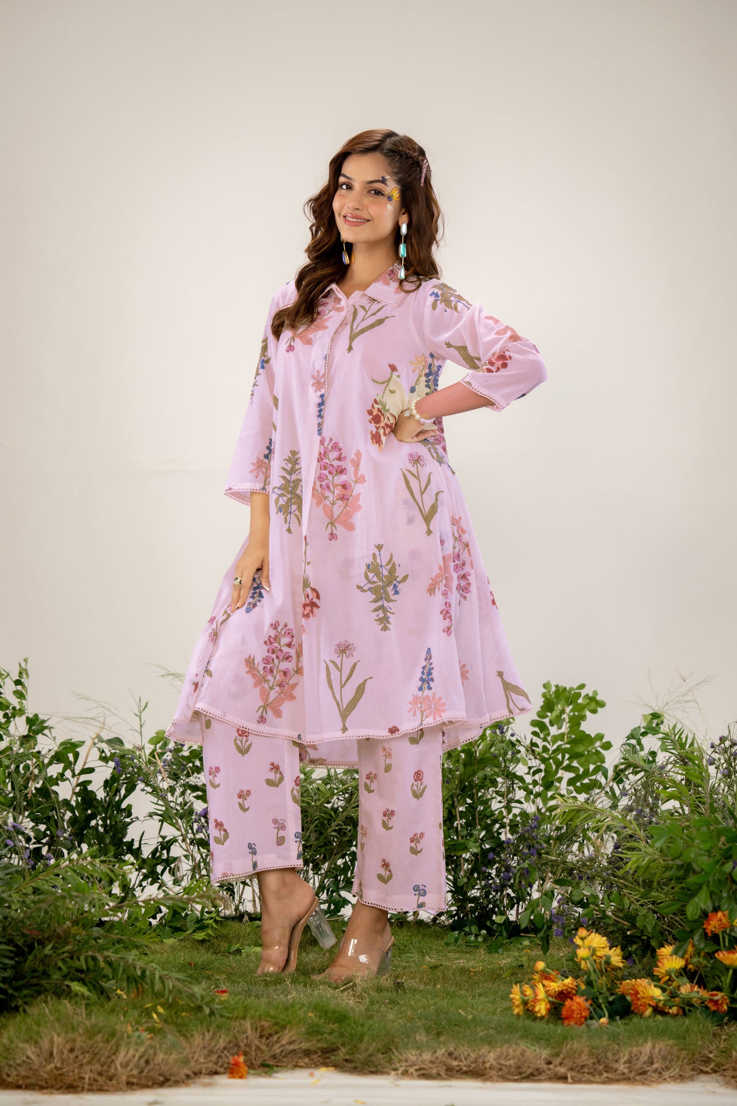 Blush Meadow Bloom Printed Cotton Co-Ord Set