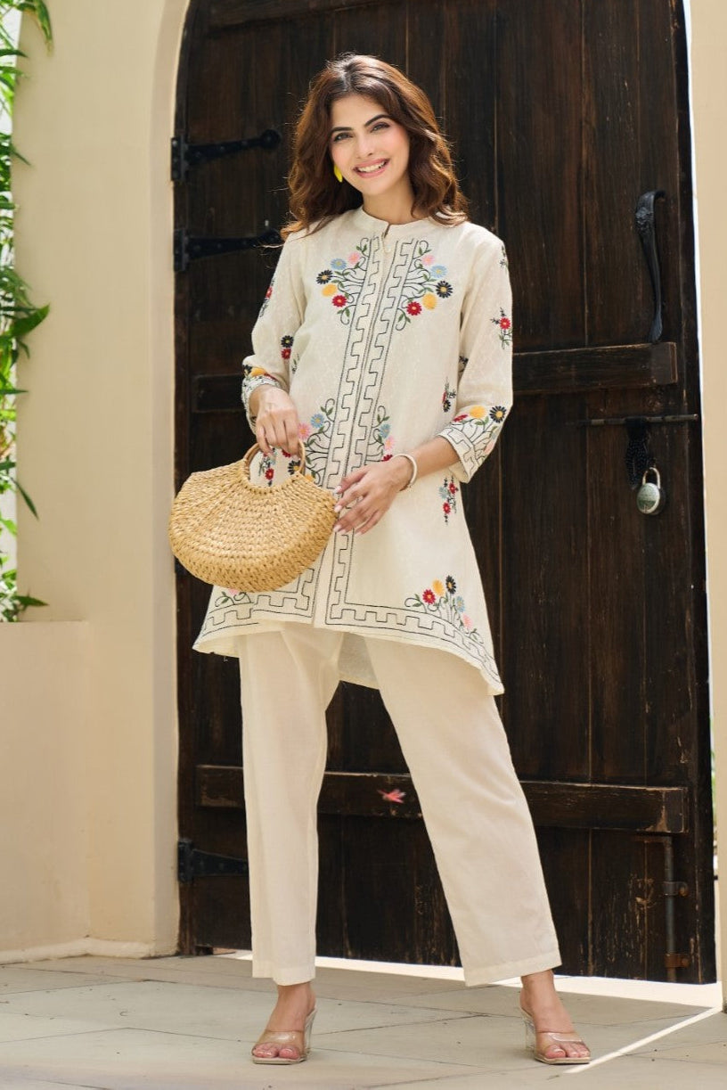 Sunlit Grace Cotton Embroidered Co-ord