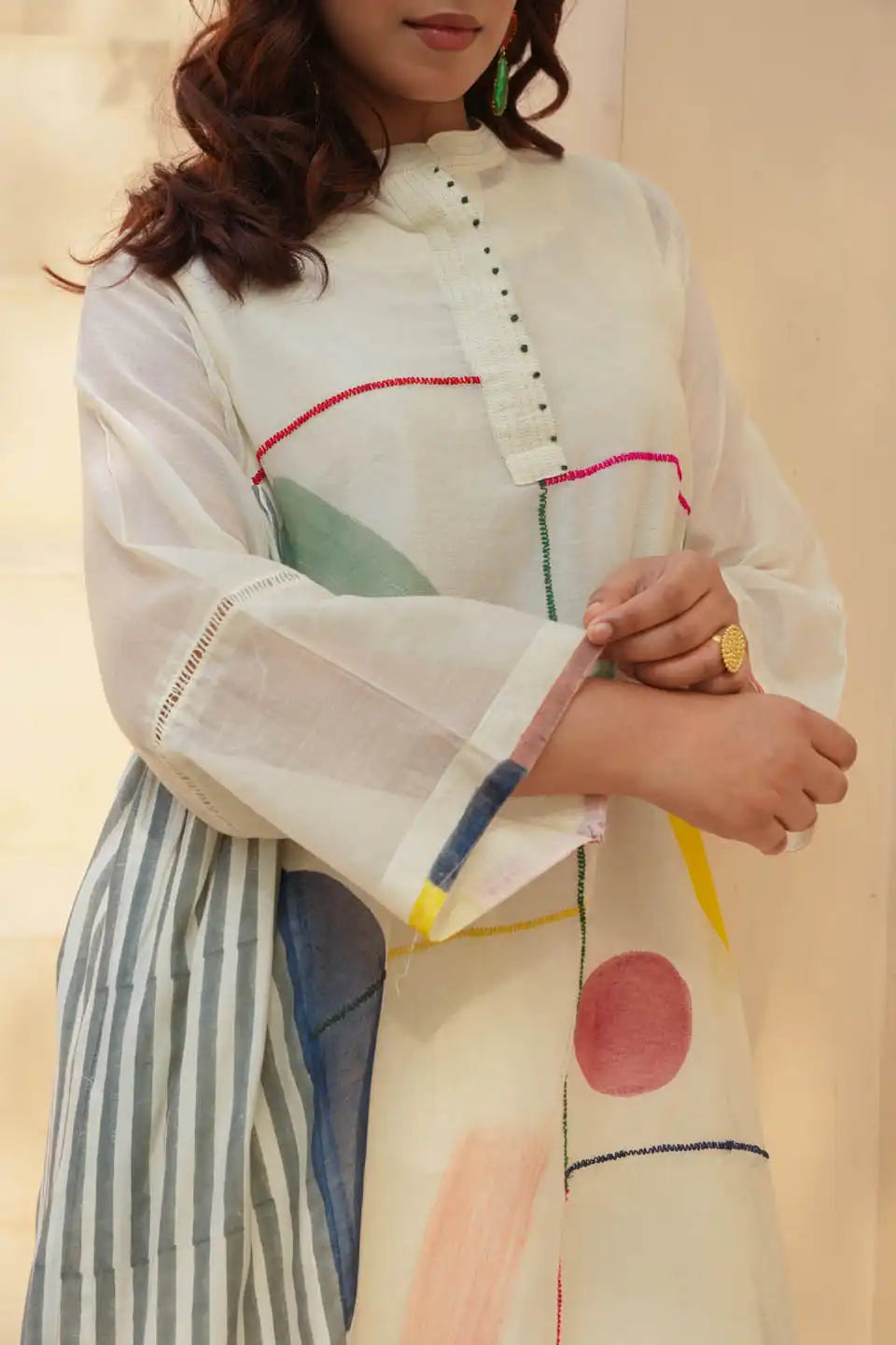 Timeless Floral Elegance Cotton Embroidered Co-Ord निवारा (NIVARA)