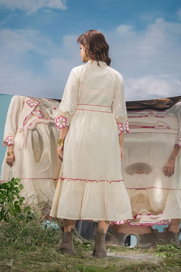 Delicate Allure: Embroidered Cotton Gown