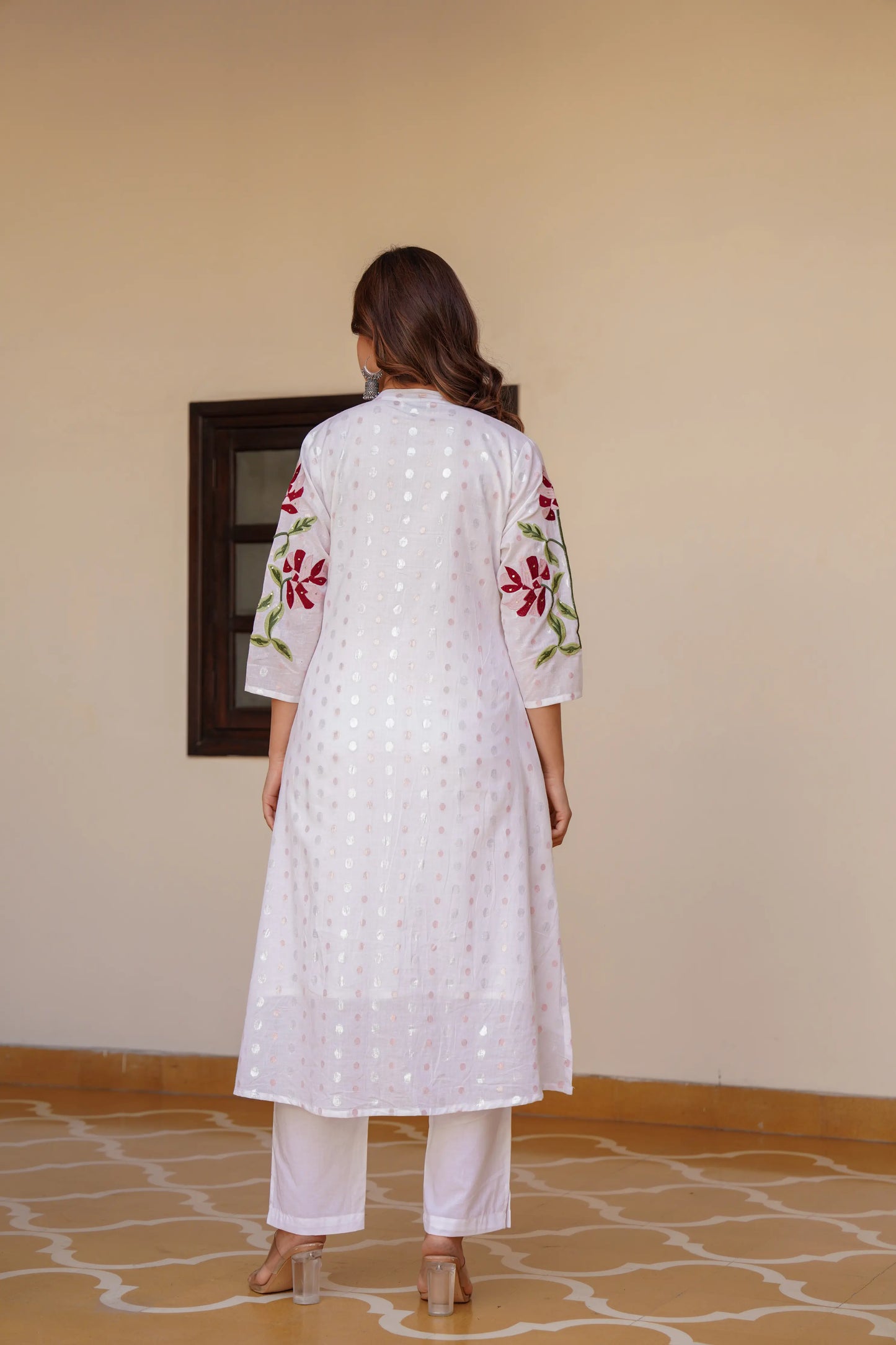 White Blossom Eden Thread Cotton Embroidered Co-ord Set