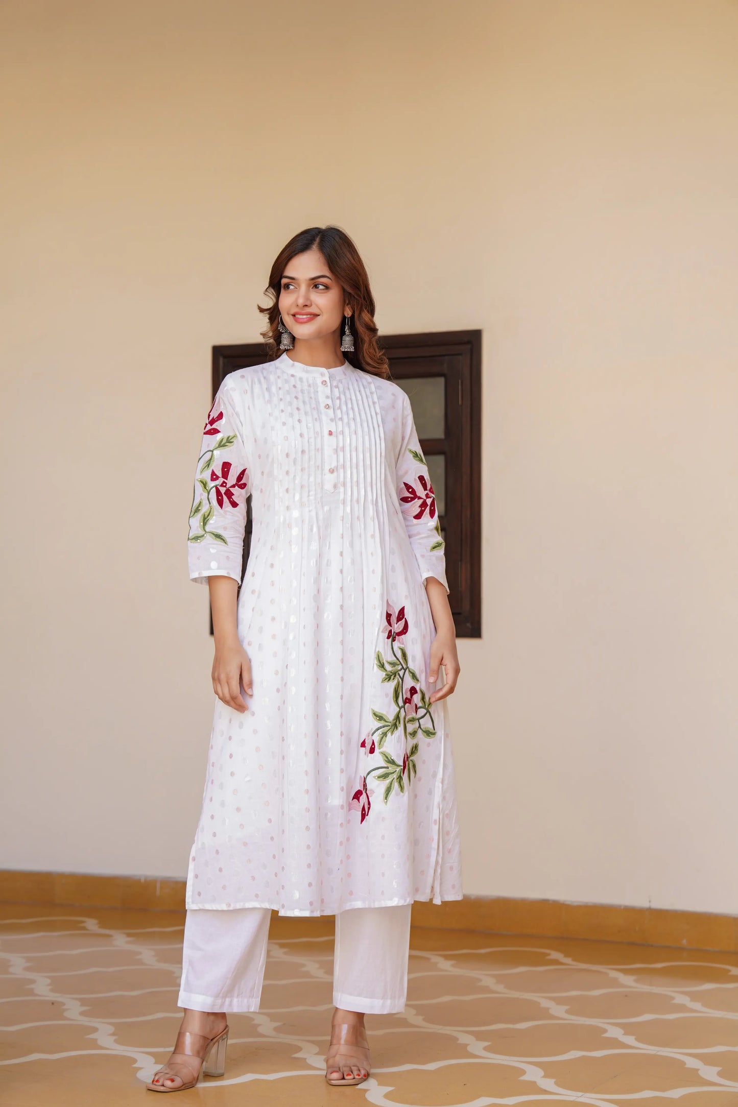 White Blossom Eden Thread Cotton Embroidered Co-ord Set