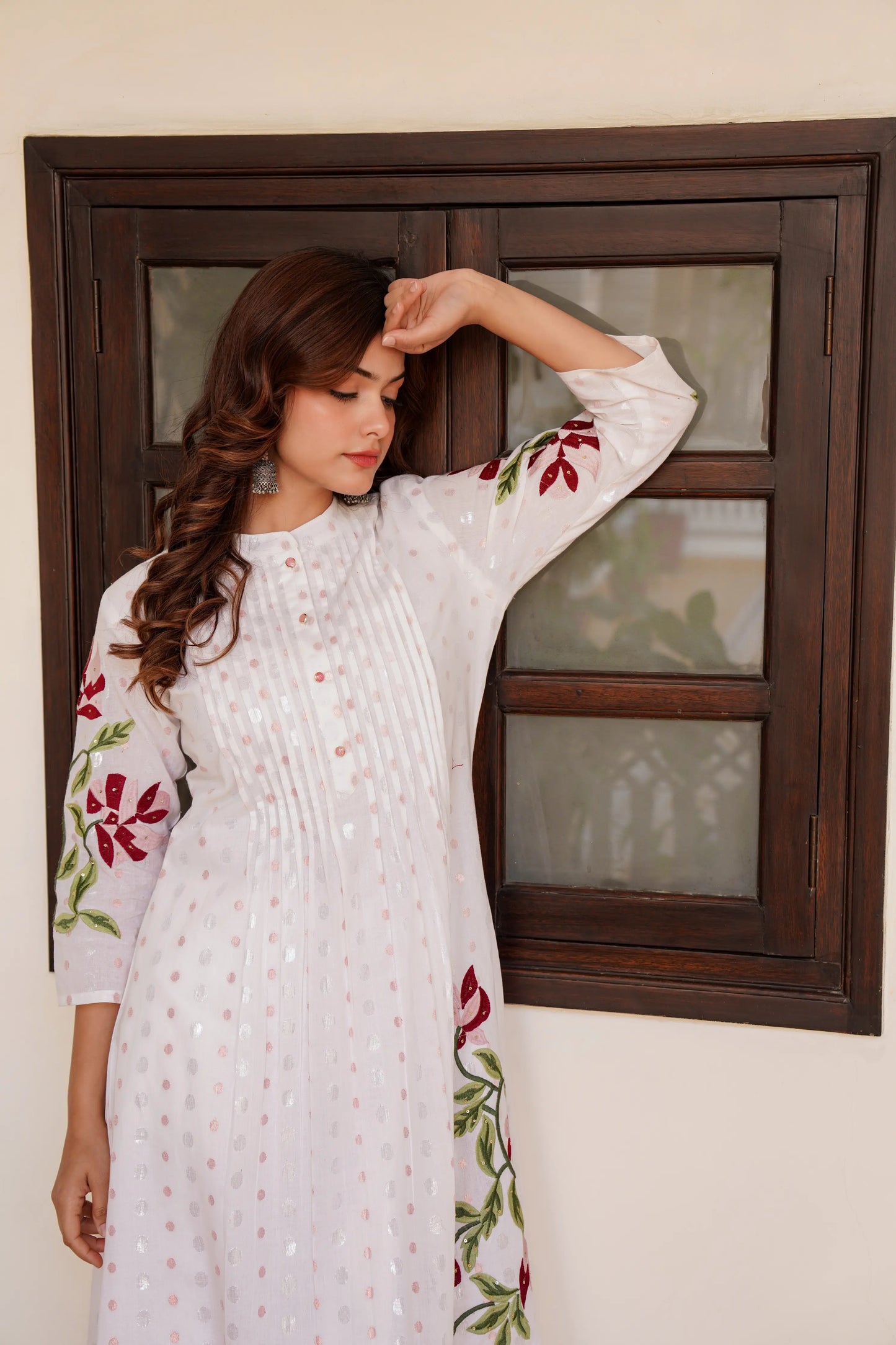 White Blossom Eden Thread Cotton Embroidered Co-ord Set