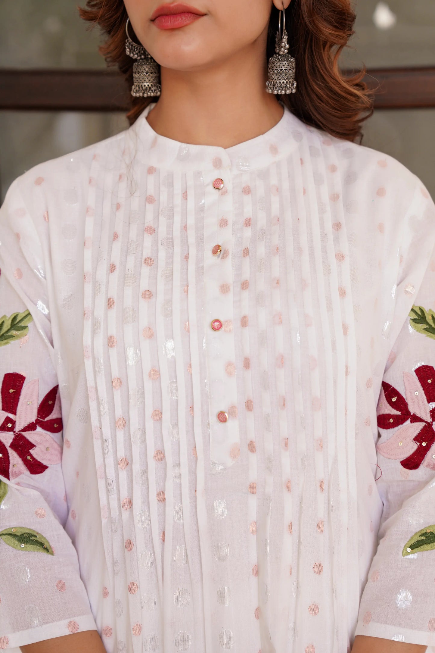 White Blossom Eden Thread Cotton Embroidered Co-ord Set