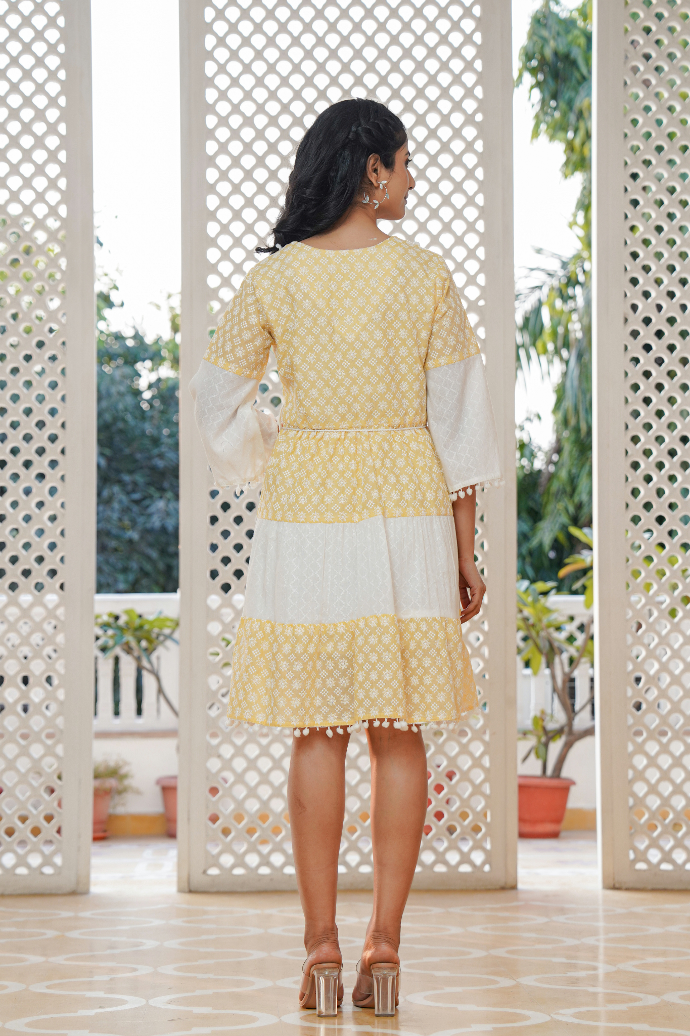 Lemon Chantilly Bloom Embroidered Cotton Dress