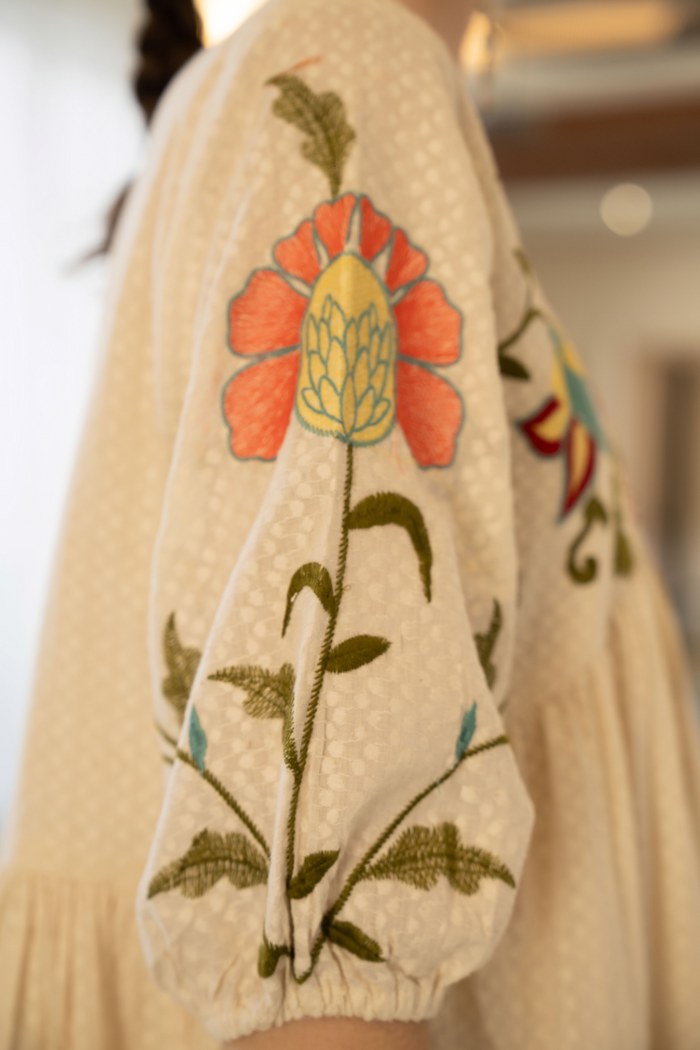 Ethereal Elegance: Floral Embroidered Boho Dress