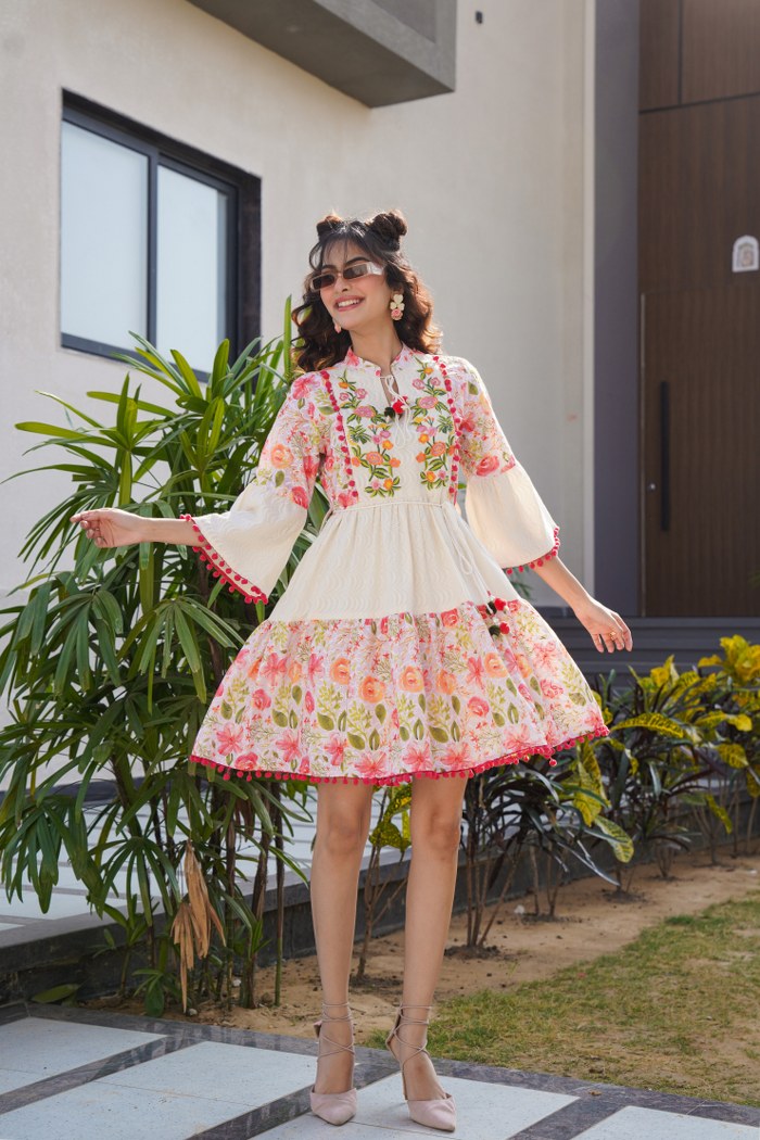 Ethereal Symphony: Embroidered Cotton Elegance