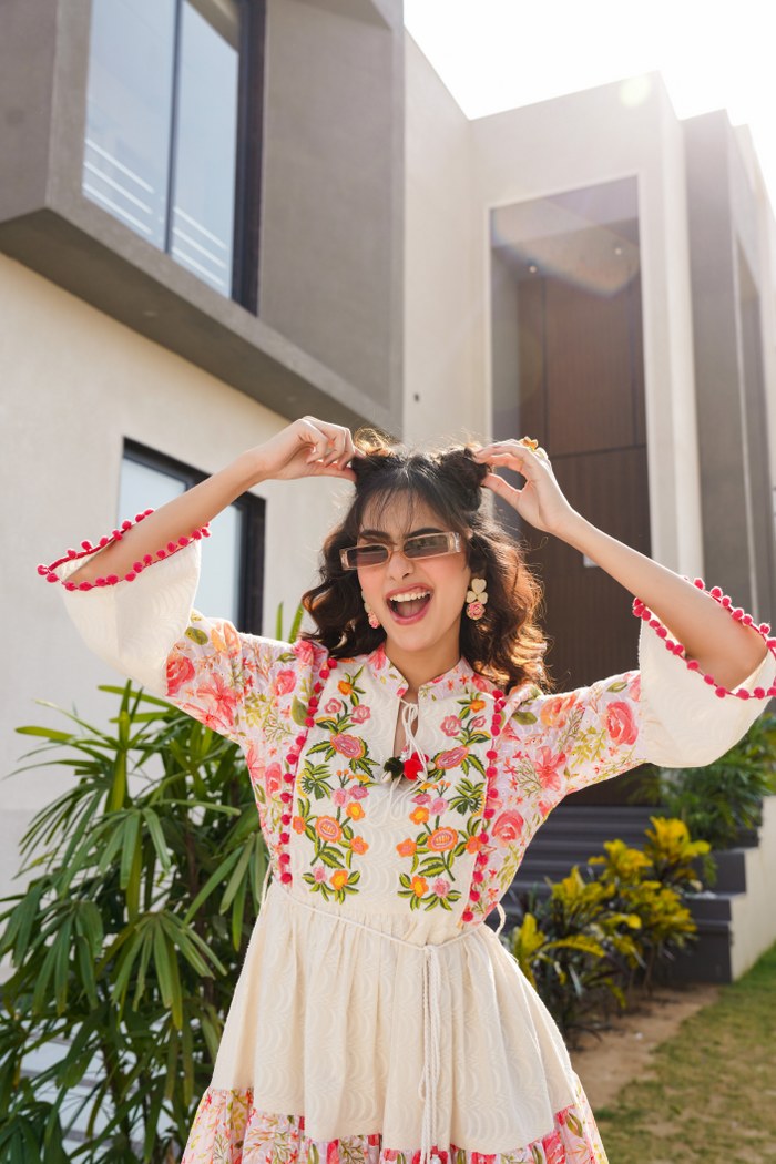 Ethereal Symphony: Embroidered Cotton Elegance