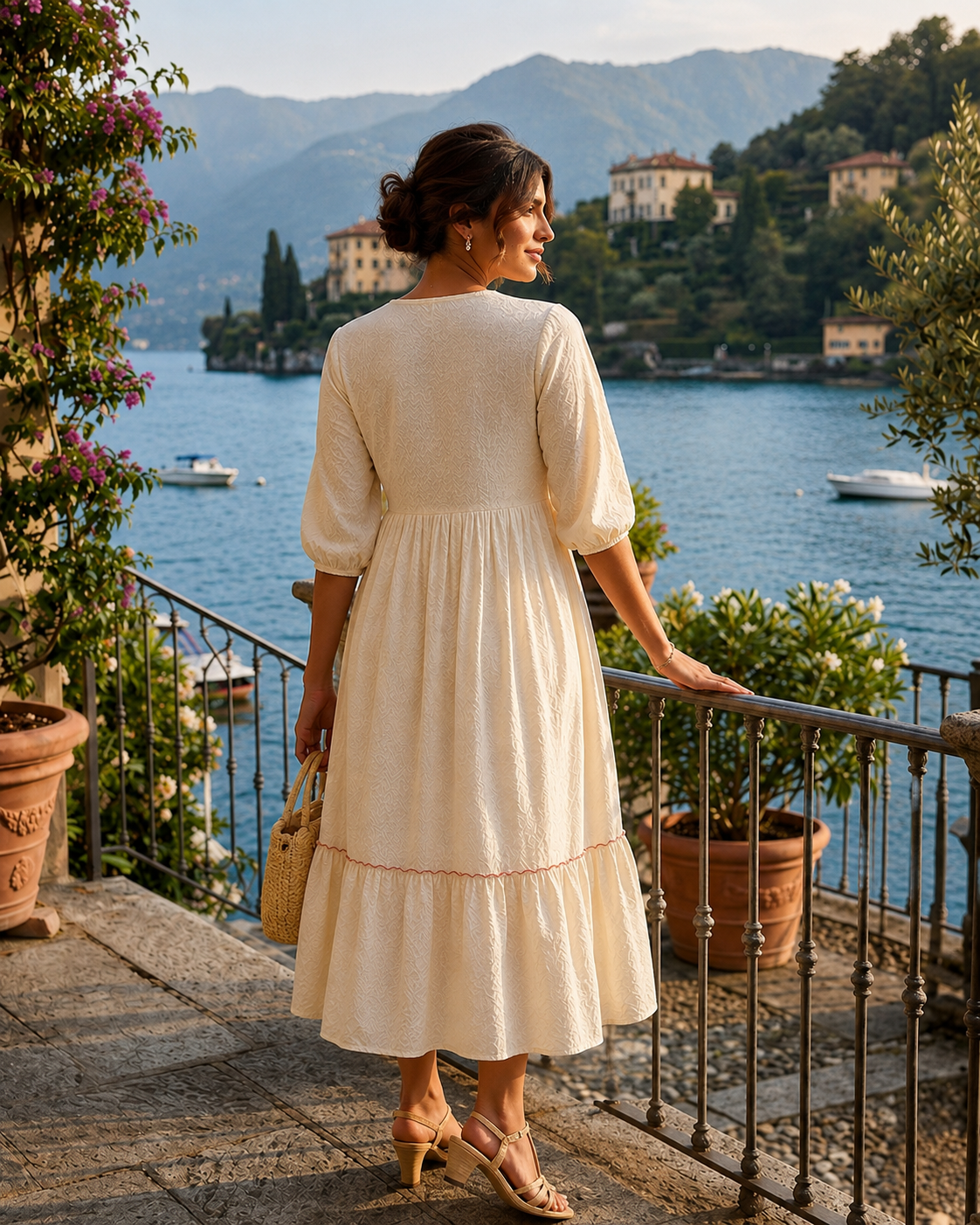 White Butterfly Embroidered Cotton Maxi Dress for Women – NIVARA Lakeside Grace Dress