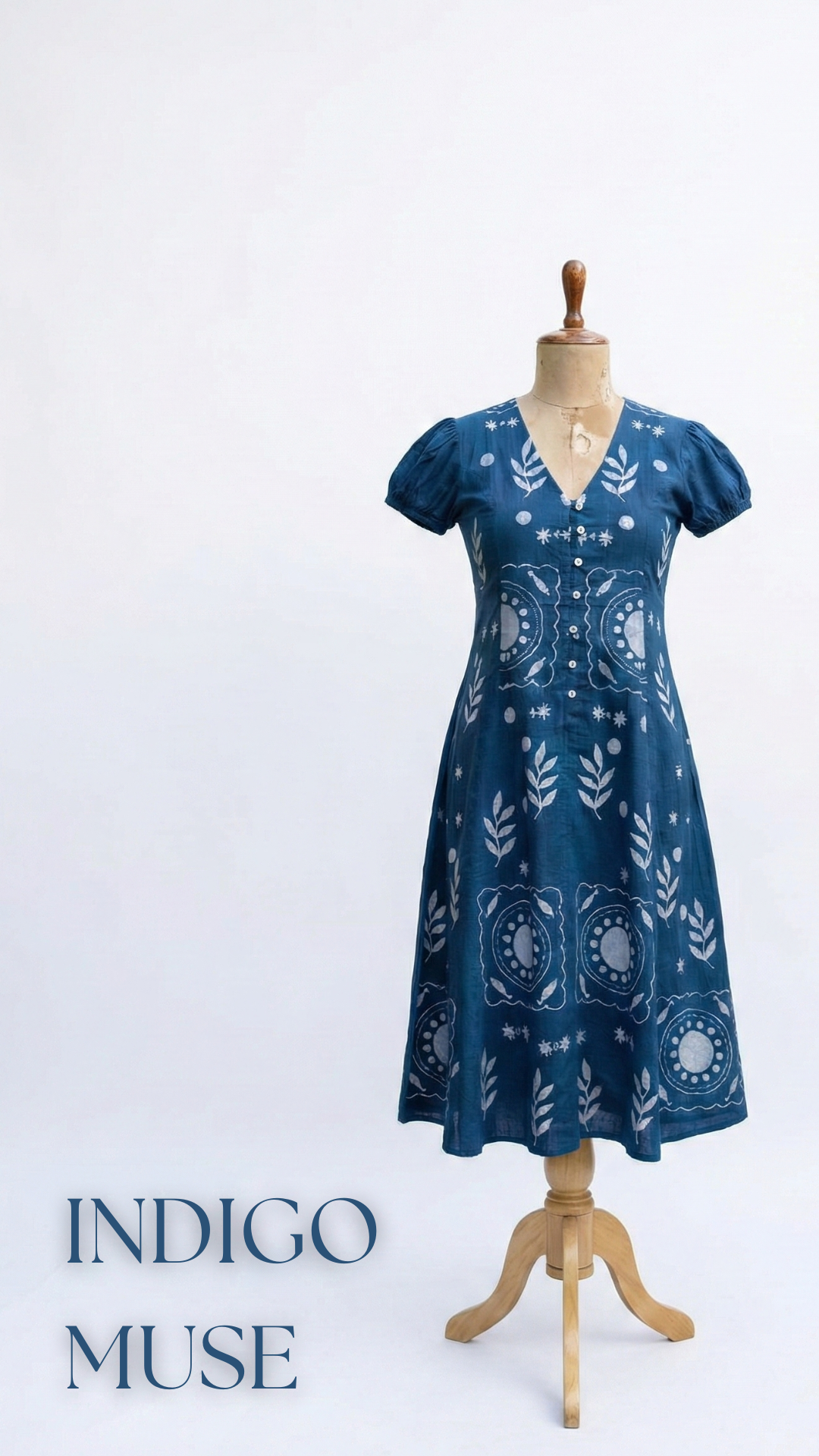 Indigo Muse Floral Embroidered A-Line Dress