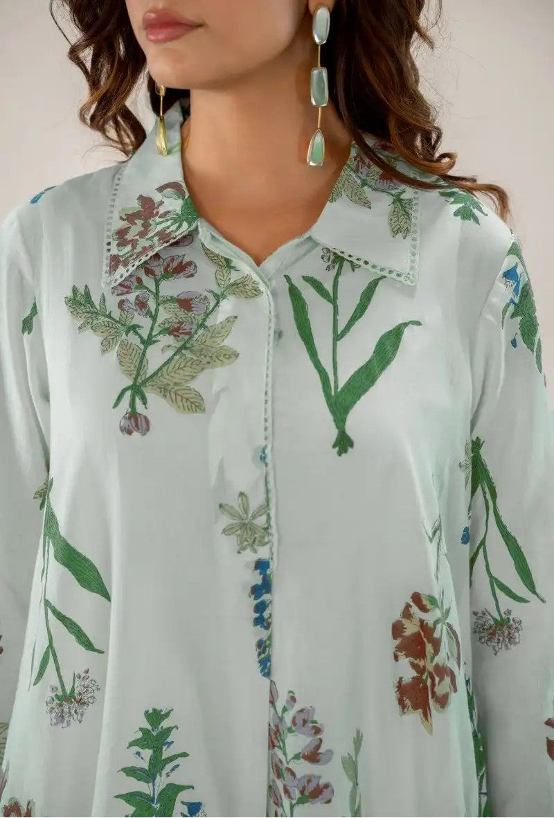 Mint Herbarium Printed Cotton Co-ord Set