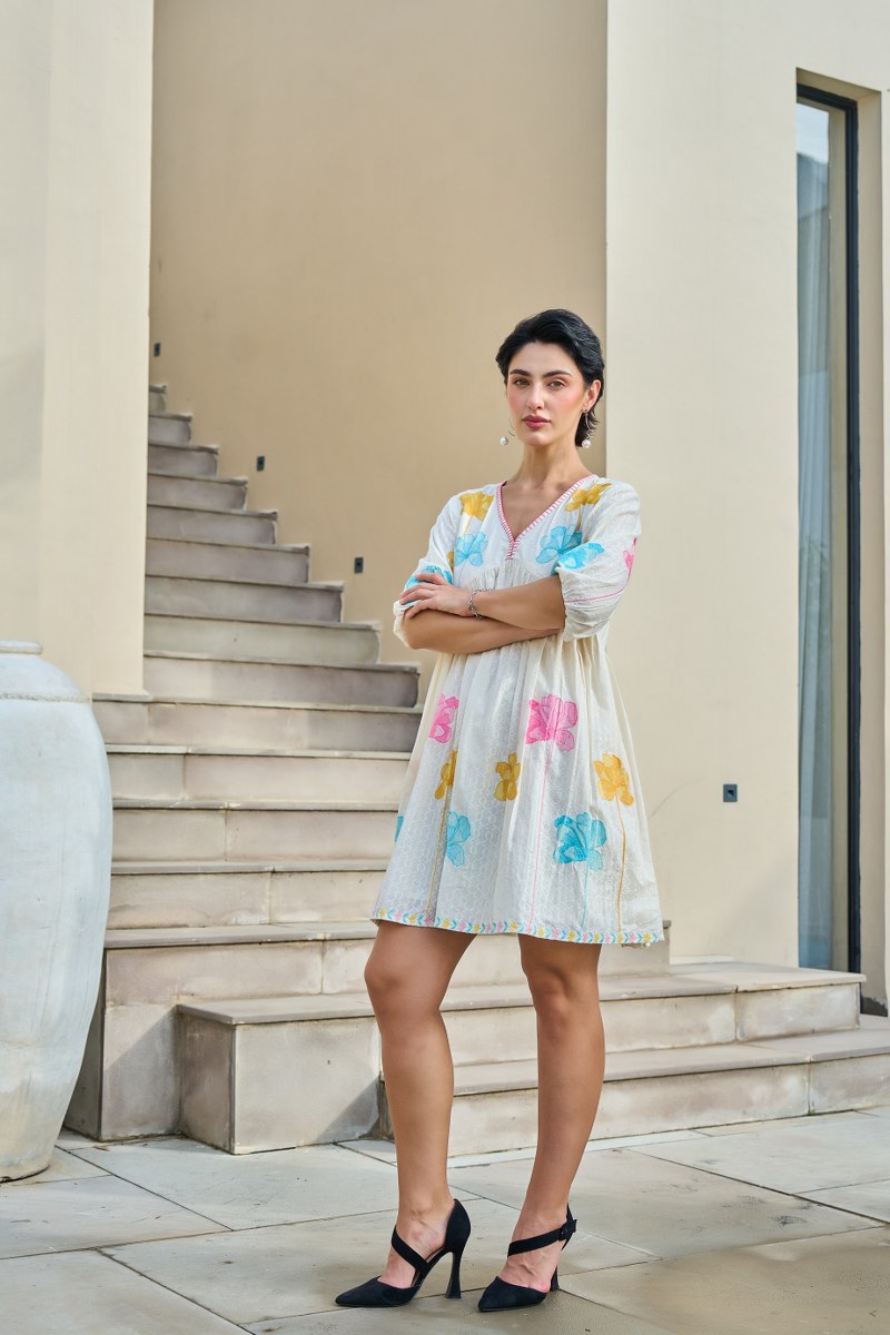 Blooming Aura Cotton Embroidered Dress