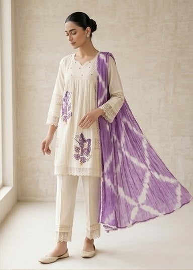 Ivory Lilac Butterfly Co-ord Set