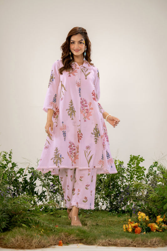 Blush Meadow Bloom Printed Cotton Co-Ord Set