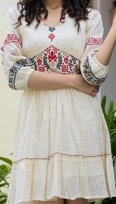 Ethereal Garden Breeze Pure Cotton Floral Charm Dress निवारा (NIVARA)