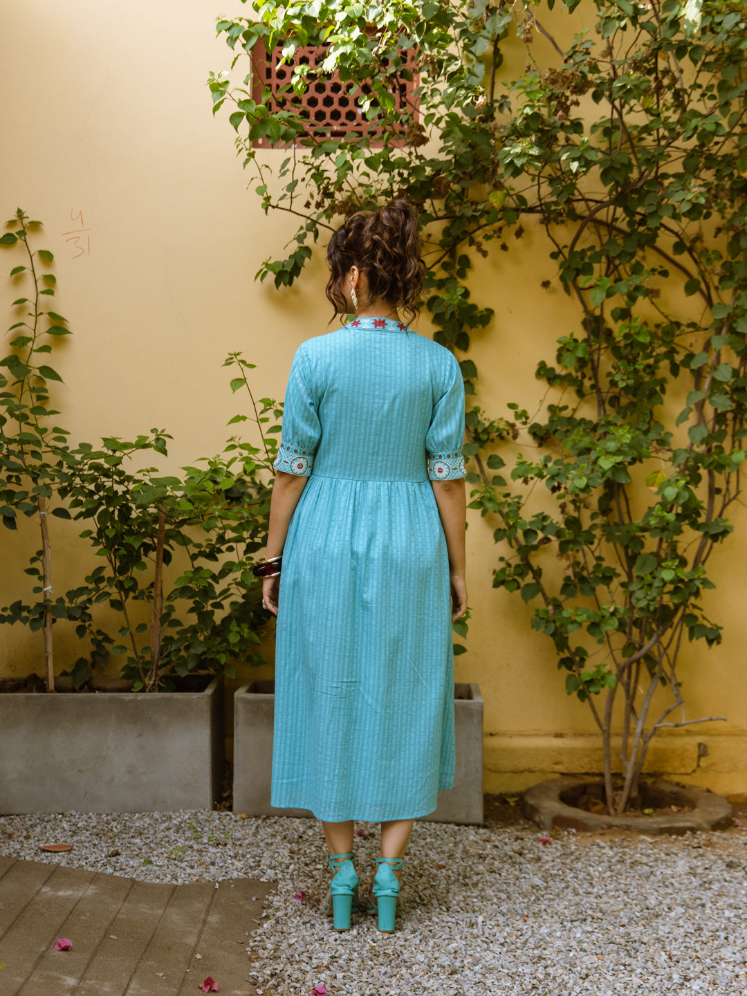 Aqua Flora Embroidered Maxi Dress