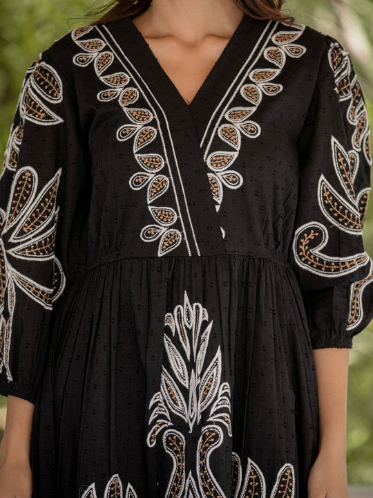 Noir Royale Embroidered Short Dress