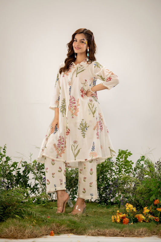 Ivory Bloomfield Printed Cotton Co-Ord Set