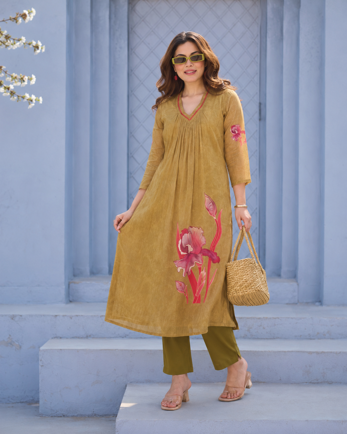 Olive Iris Cotton Co-Ord Set