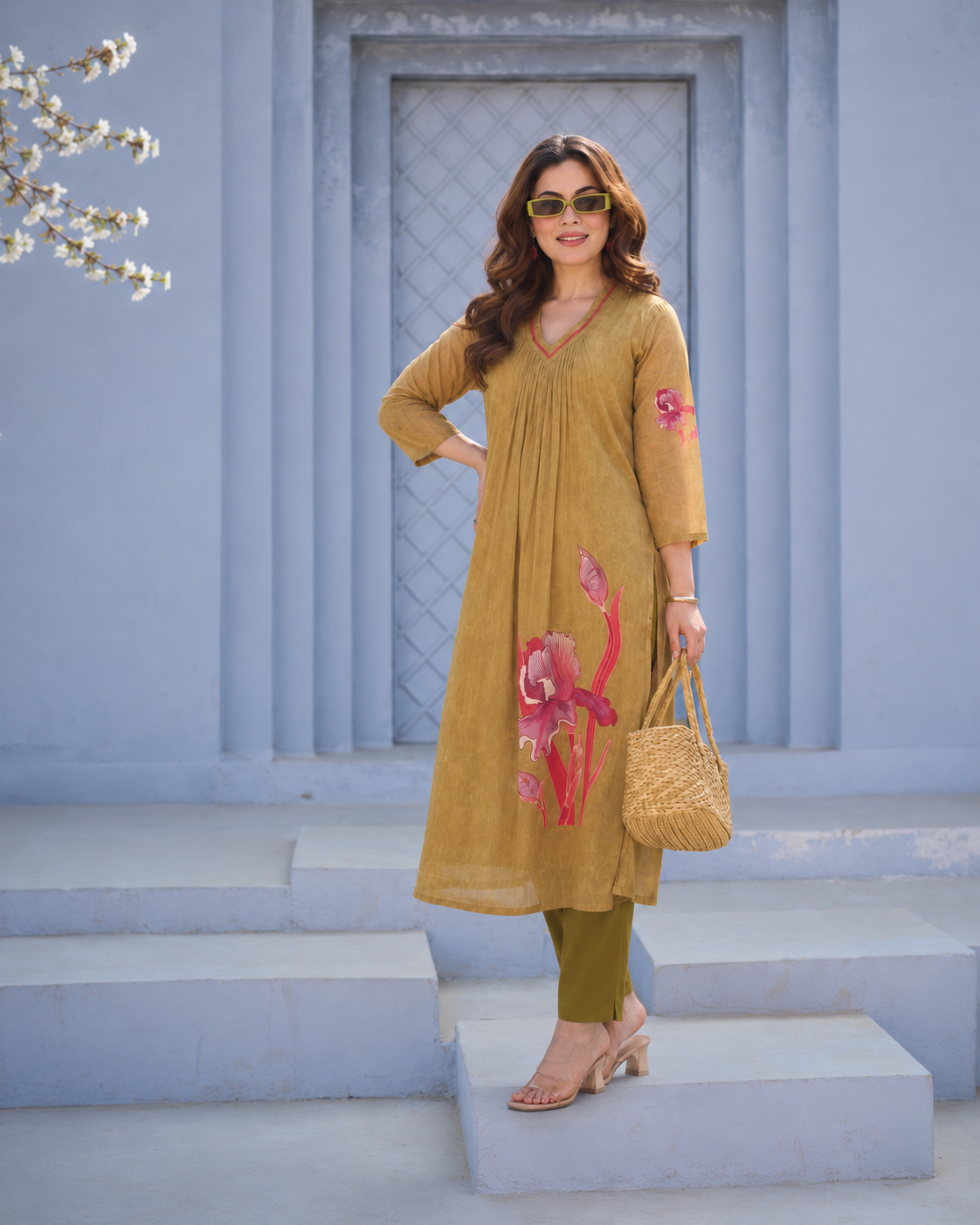 Olive Iris Cotton Co-Ord Set