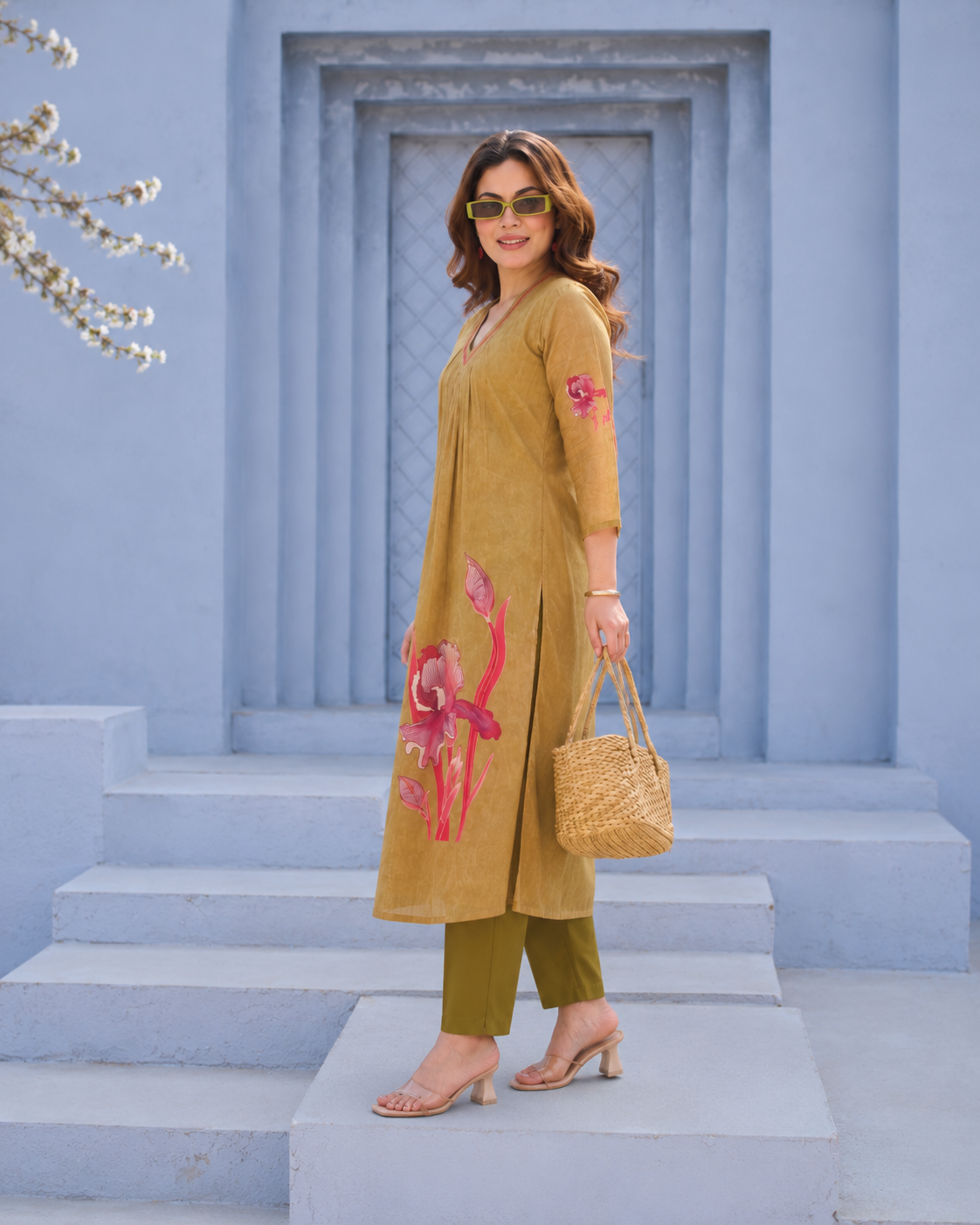 Olive Iris Cotton Co-Ord Set