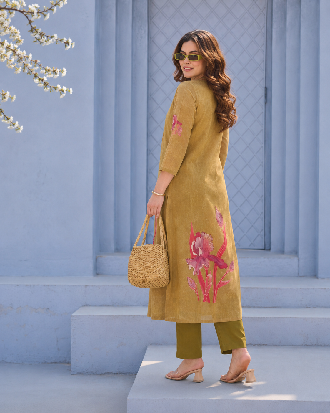 Olive Iris Cotton Co-Ord Set