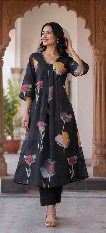 Midnight Bloom Cotton Co-Ord Set