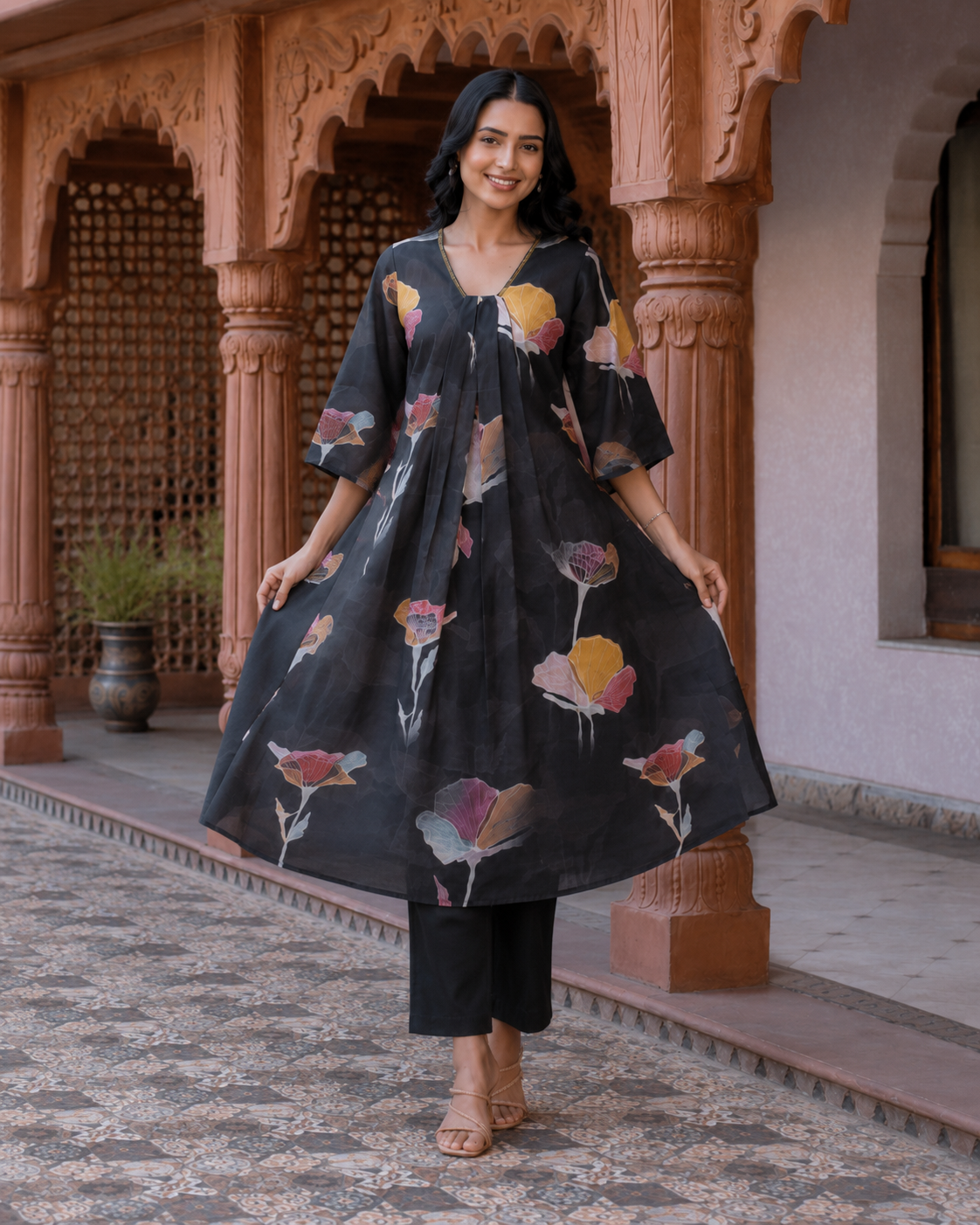 Midnight Bloom Cotton Co-Ord Set