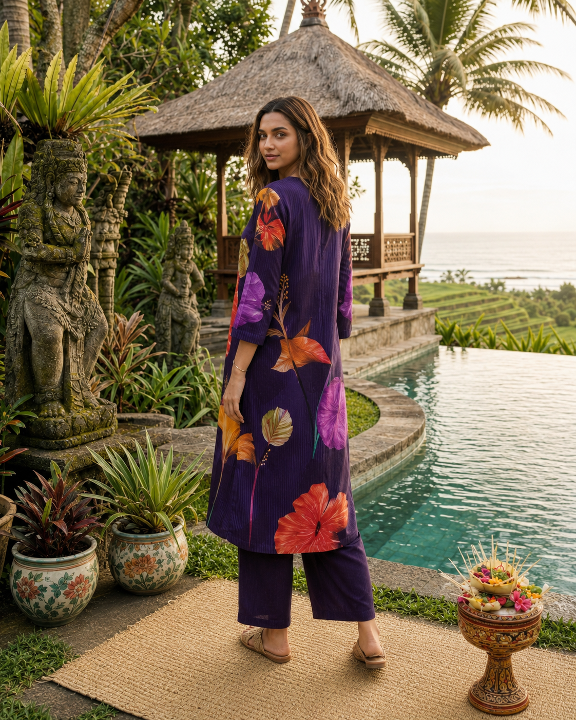 Royal Hibiscus Cotton Co-Ord Set