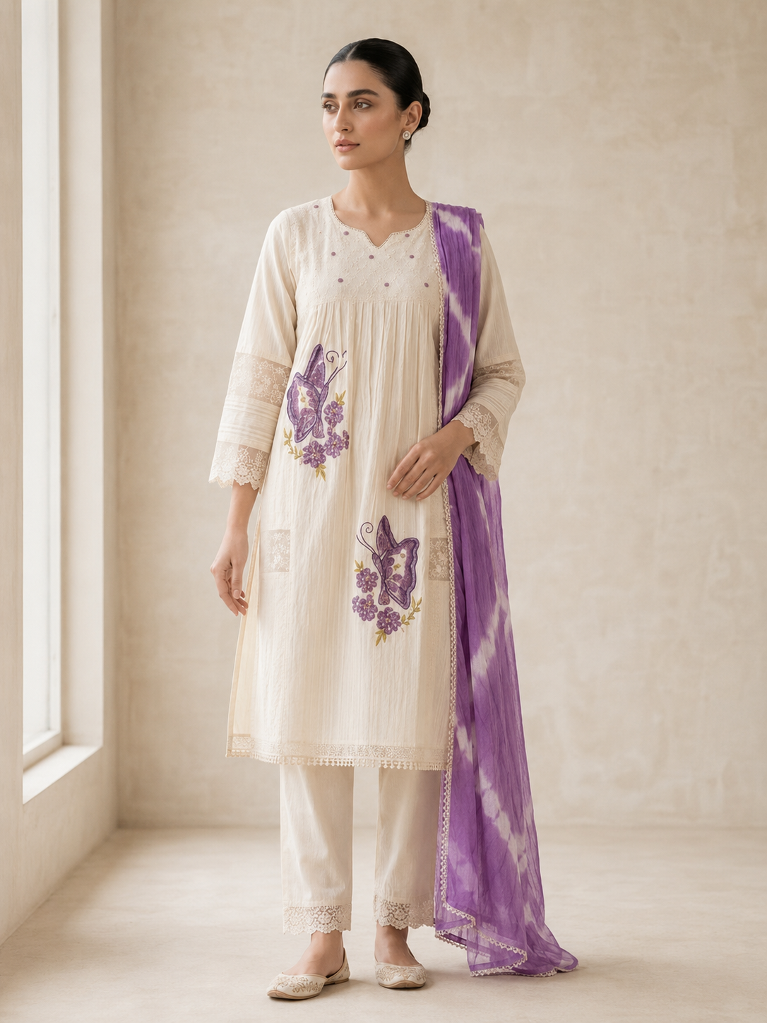 Ivory Lilac Butterfly Co-ord Set