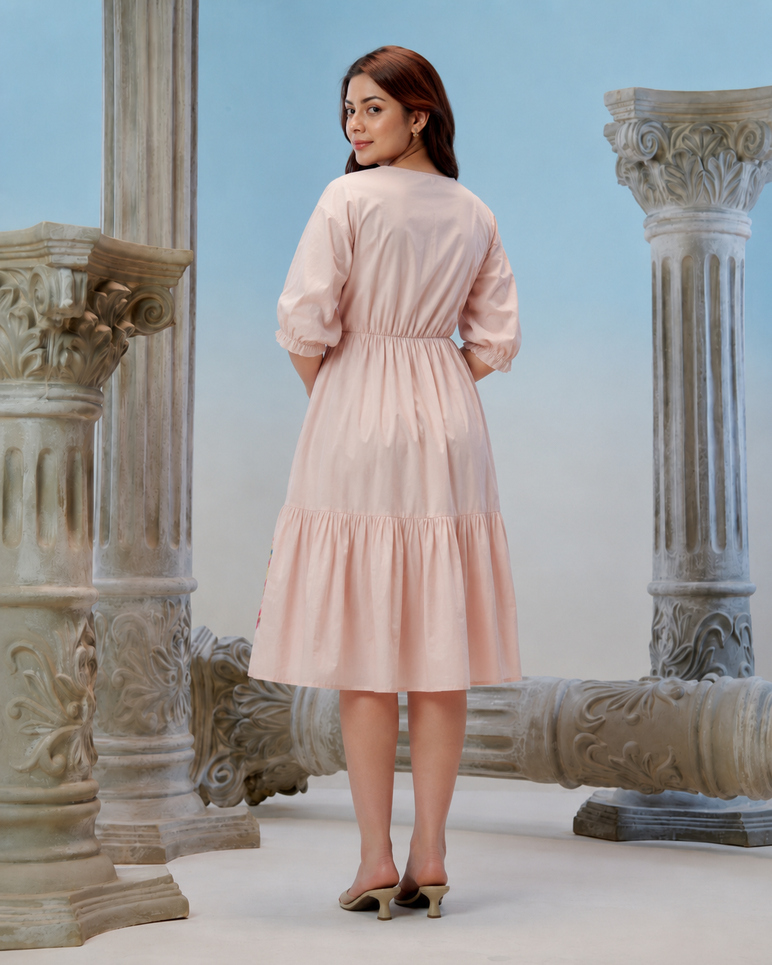 Blush Garden Embroidered Cotton Dress