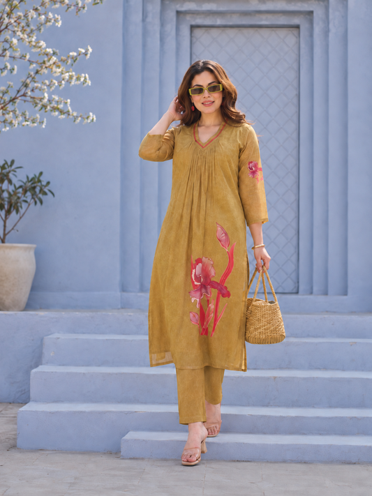 Olive Iris Cotton Co-Ord Set