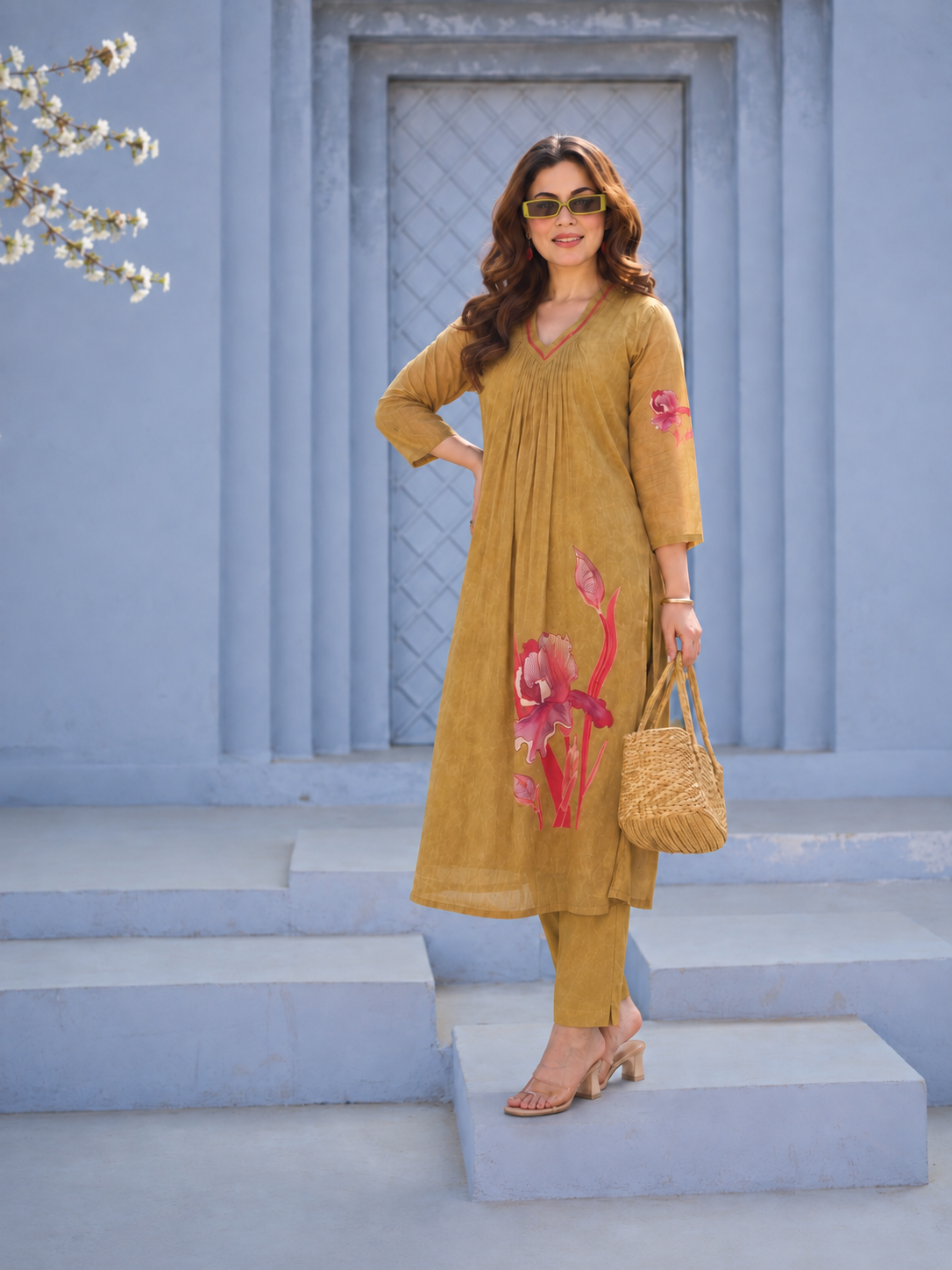 Olive Iris Cotton Co-Ord Set