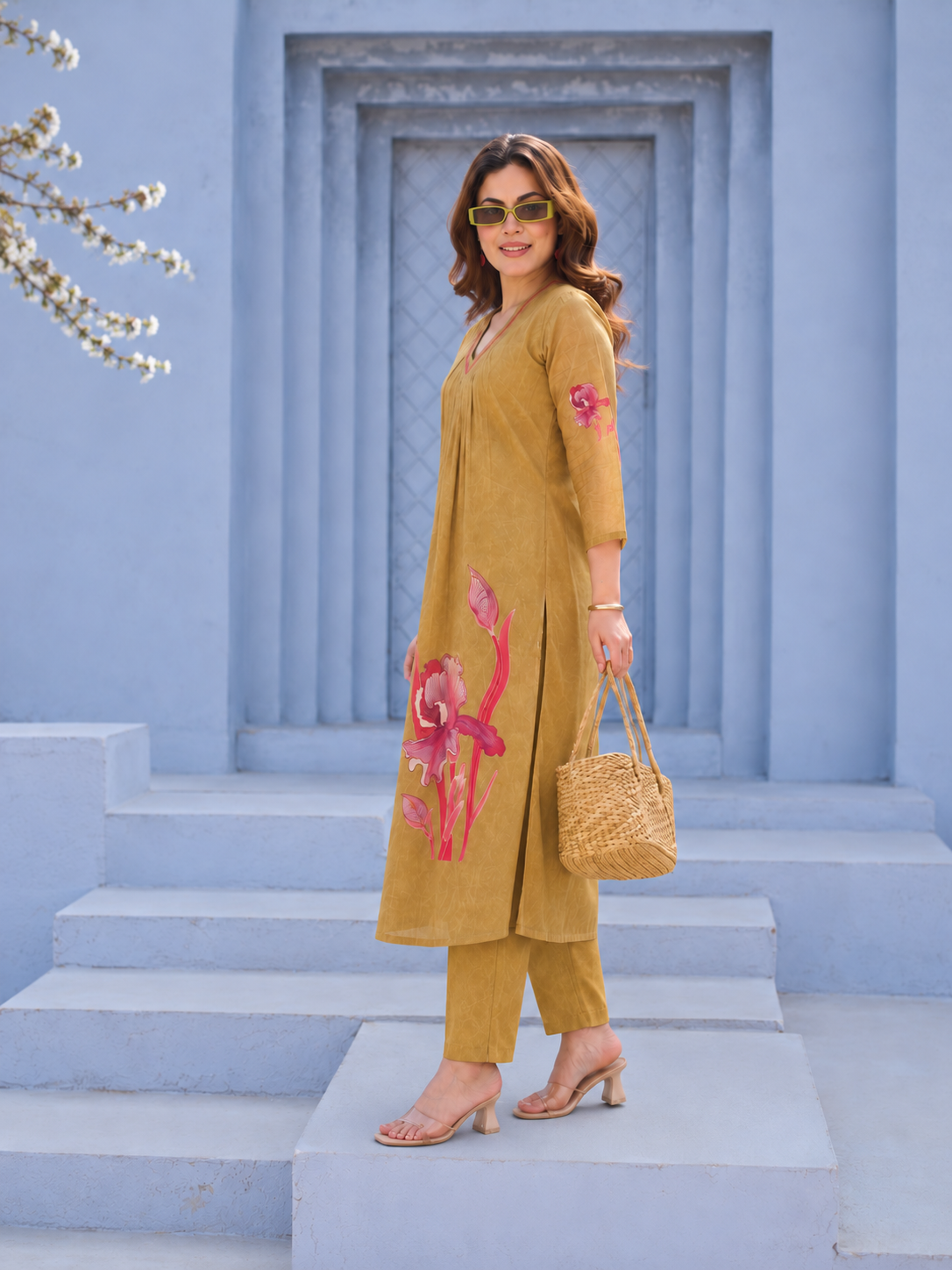 Olive Iris Cotton Co-Ord Set