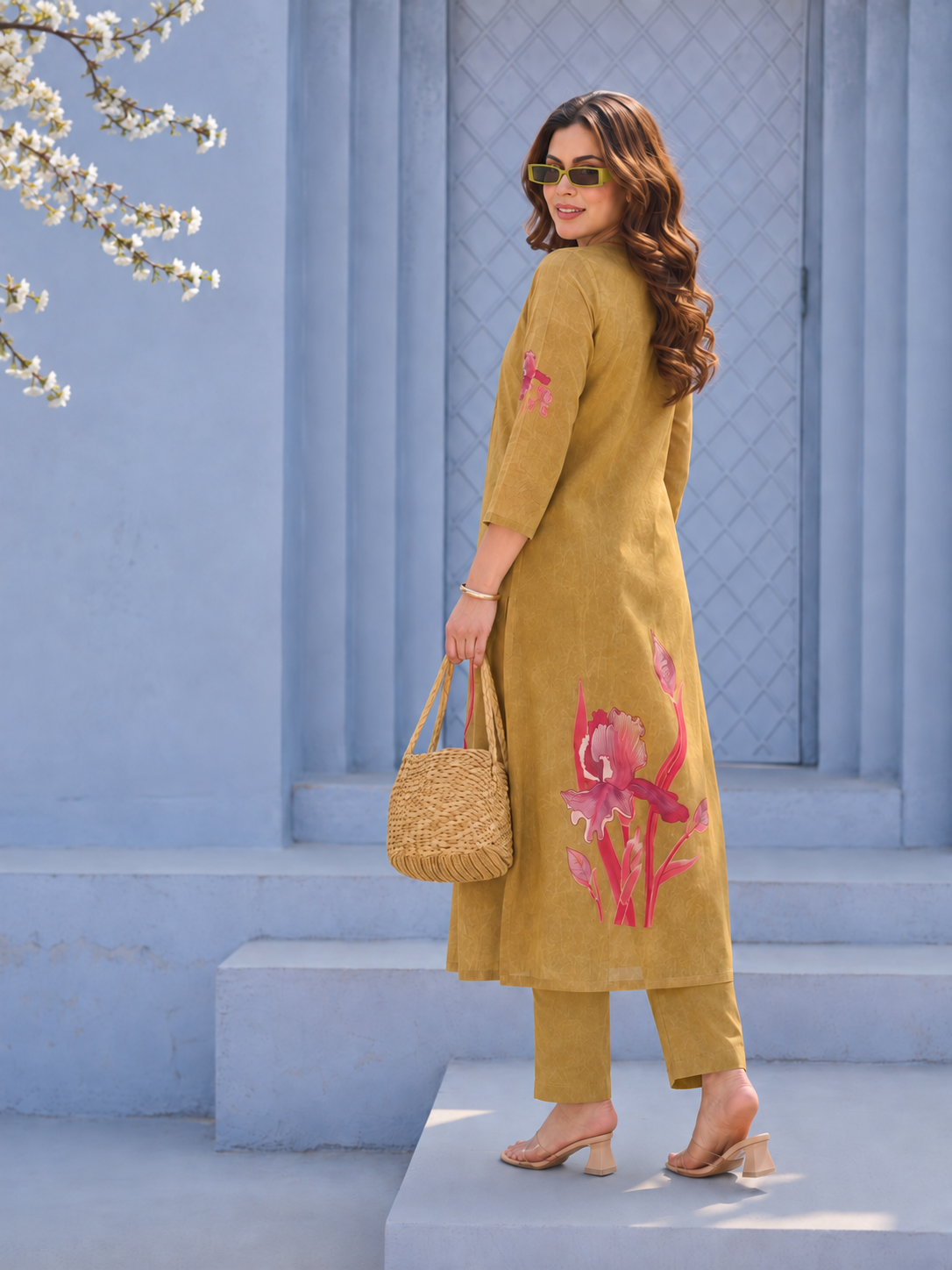 Olive Iris Cotton Co-Ord Set