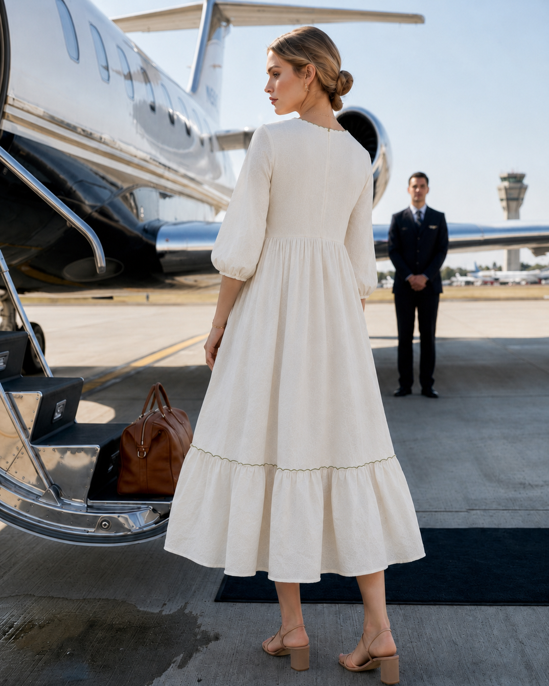 Ivory Meadow Embroidered Cotton Dress
