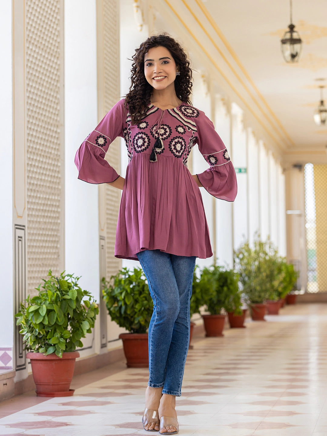 Maroon Amethyst Aura: Rayon Top निवारा (NIVARA)