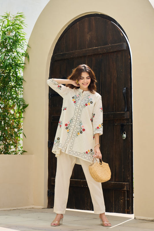 Sunlit Grace Cotton Embroidered Co-ord
