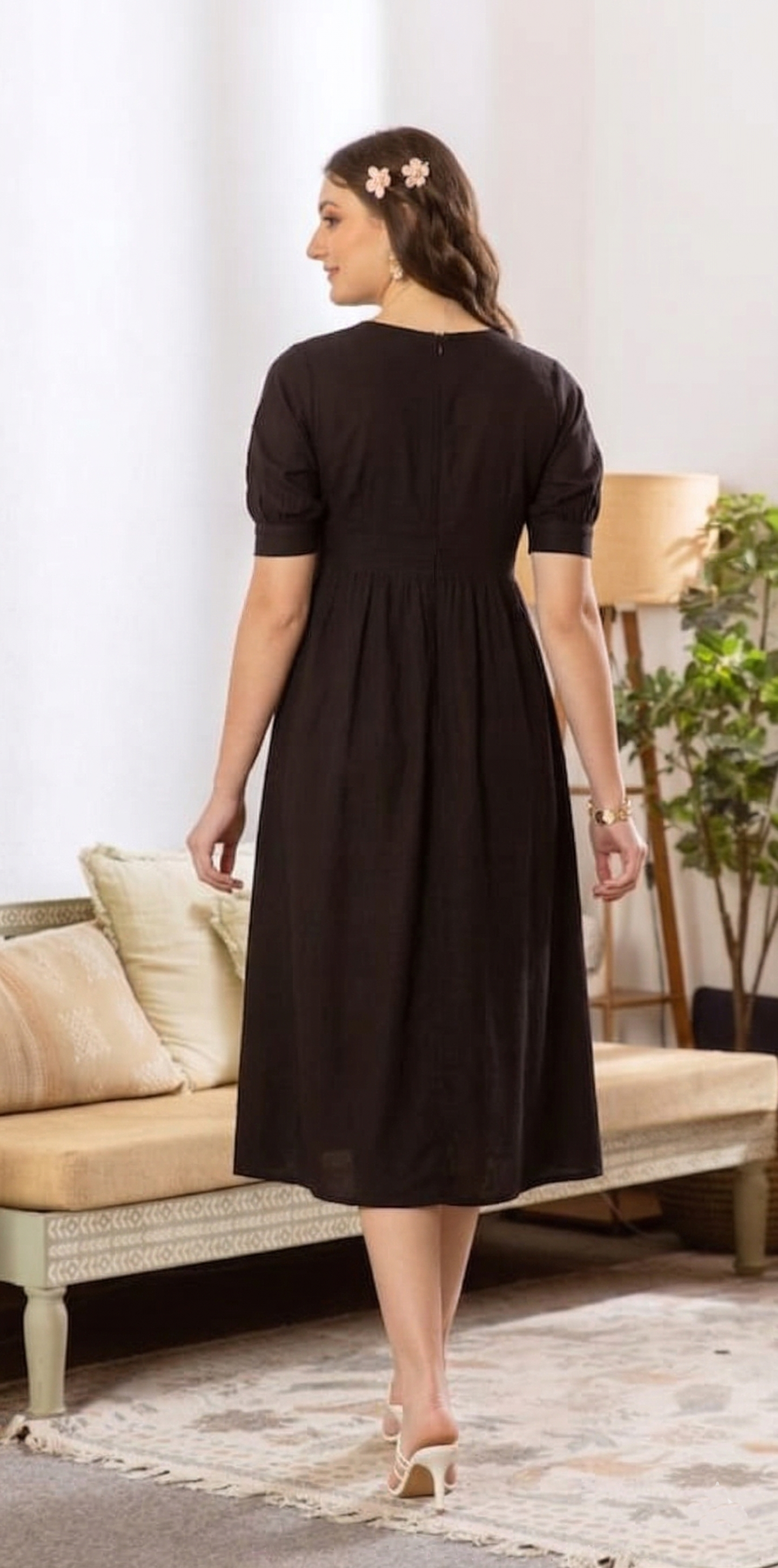 Black Royale Floral Embroidered Dress
