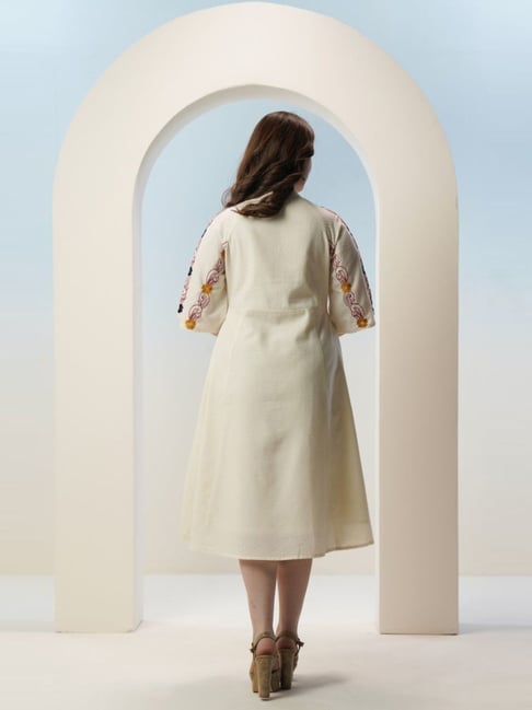 Royal Ivory Floral Embroidered Maxi Dress