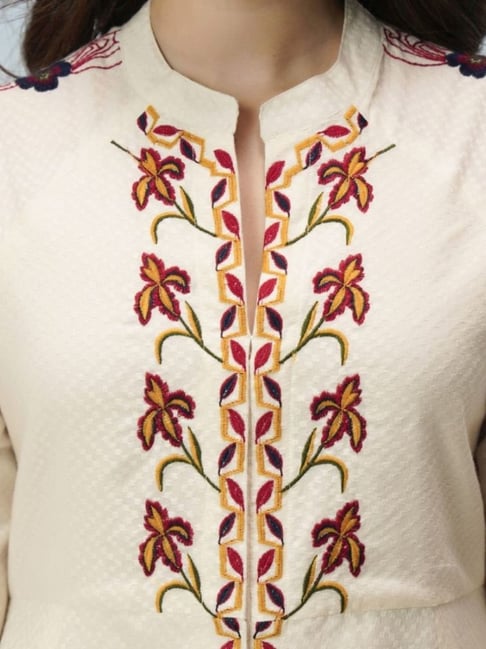 Royal Ivory Floral Embroidered Maxi Dress