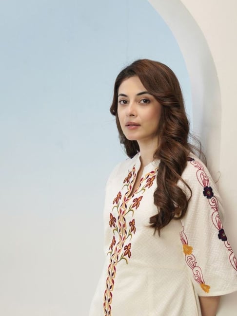 Royal Ivory Floral Embroidered Maxi Dress
