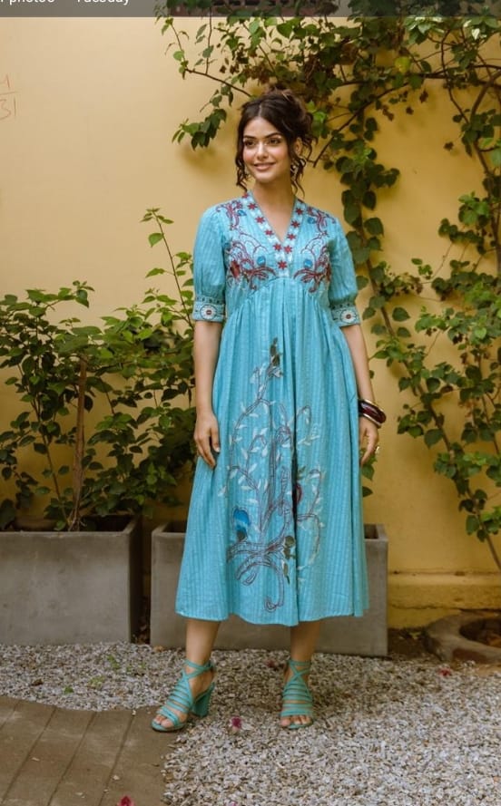 Aqua Flora Embroidered Maxi Dress