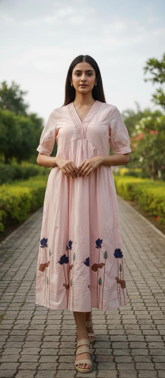 Lotus Grace Cotton Midi Dress