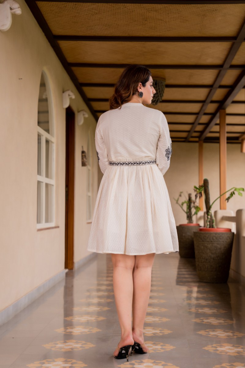 Noir Flora Symphony Cotton Embroidered Dress