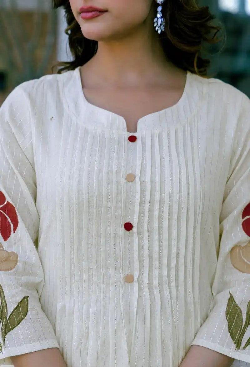 Vanilla Bloom Luxe Thread Cotton Printed Co-Ord Set
