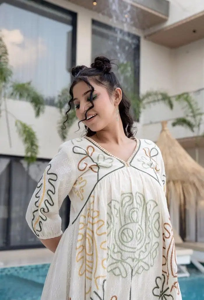 Boho Bliss Pure Cotton Embroidered Summer Dress
