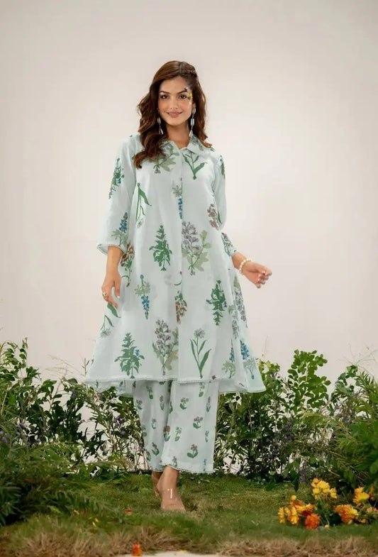 Mint Herbarium Printed Cotton Co-ord Set