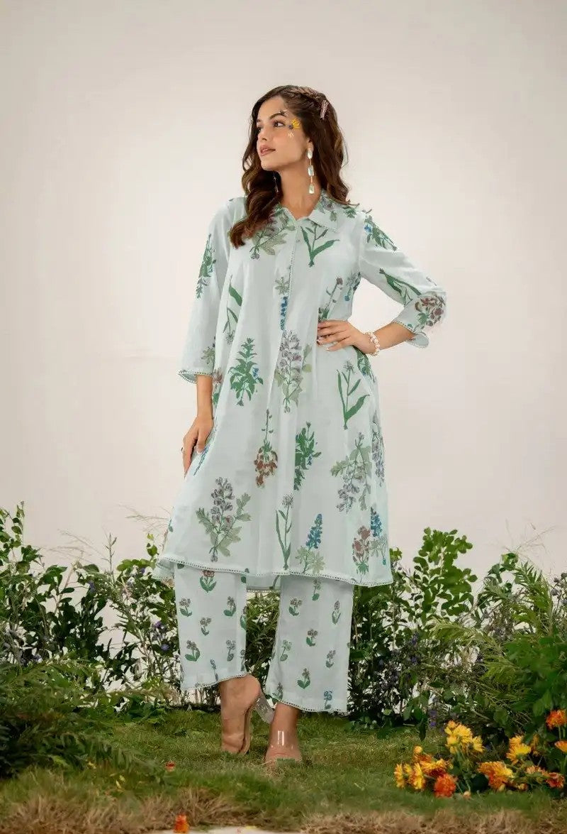 Mint Herbarium Printed Cotton Co-ord Set