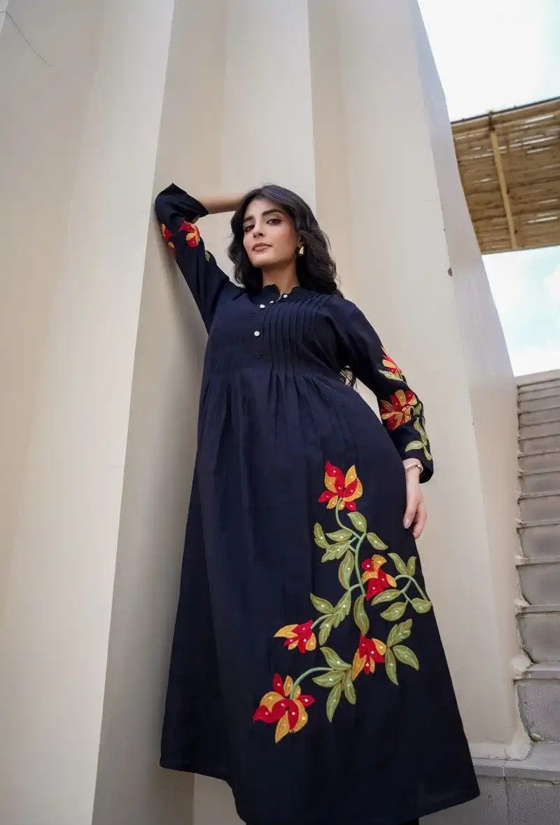 Midnight Whisper Silk Embroidered Co-ord